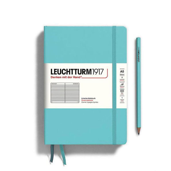 Leuchtturm Aquamarine Ruled Page Hardcover Medium Notebook