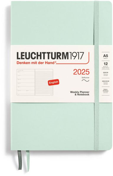 2025 Mint Green, Weekly Planner & Notebook Softcover Medium (A5)
