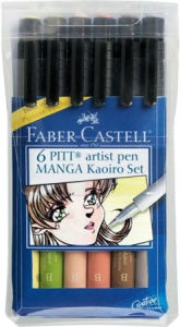 Title: Set of 6 Kaoiro Manga Pitt Artist Pens