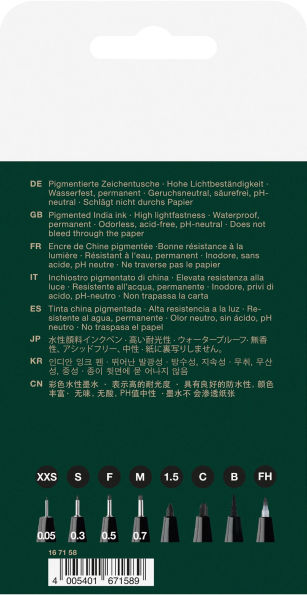 Pitt Artist Pens - Assorted Nibs, Black - 8 count wallet