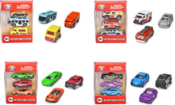 3 Pack Die-Cast Vehicles, 3", 4 assorted