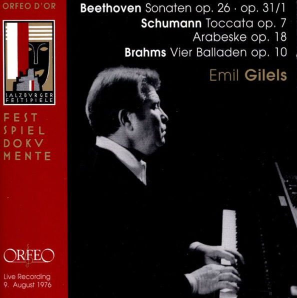 Beethoven: Sonaten Op. 26, Op. 31/1; Schumann: Toccata; Arabeske; Brahms: Vier Balladen