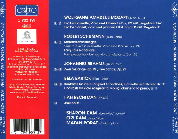 Contrasts: Mozart, Schumann, Brahms, Bartók, Rechtman