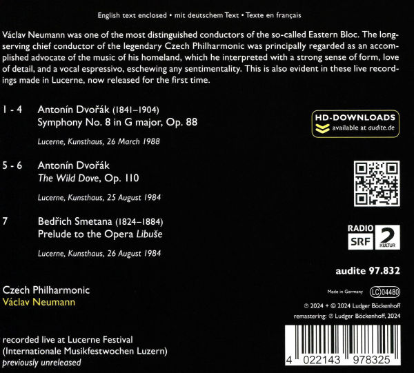 Dvorák: Symphony No. 8; The Wild Dove; Smetana: Prelude to Libuse