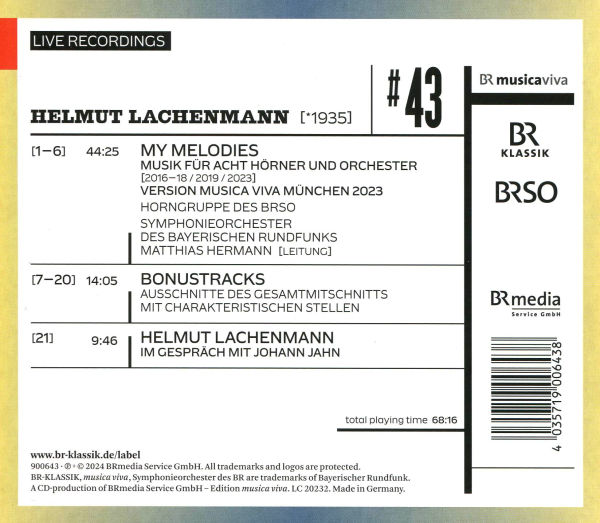 Musica Viva #43: Helmut Lachenmann - My Melodies