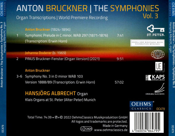 Anton Bruckner: The Symphonies - Organ Transcriptions, Vol. 3