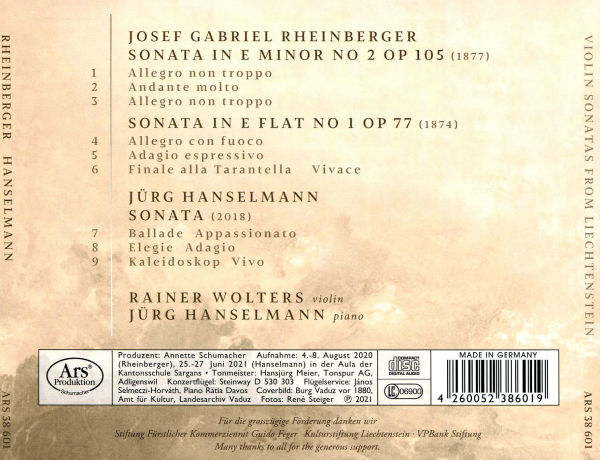 Rheinberger, Hanselmann: Violin Sonatas from Liechtenstein
