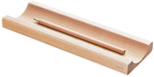 Solid beech wood office and home office desktop pen tray