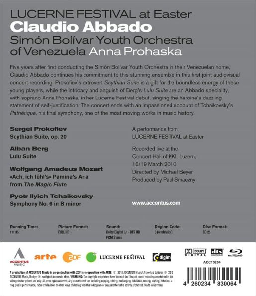 Claudio Abbado/Simón Bolivar Youth Orchestra of Venezuela: Prokofiev/Berg/Tchaikovsky [Blu-ray]