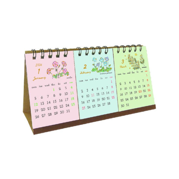 2026 3Month Desktop Calendar Flower