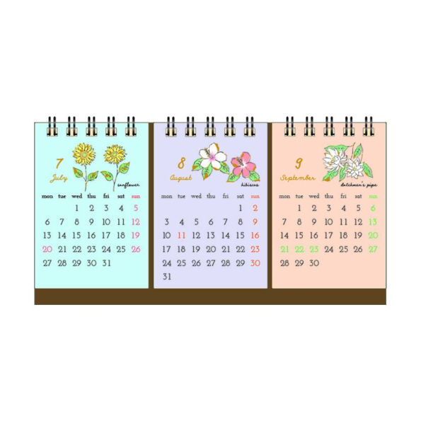 2026 3Month Desktop Calendar Flower