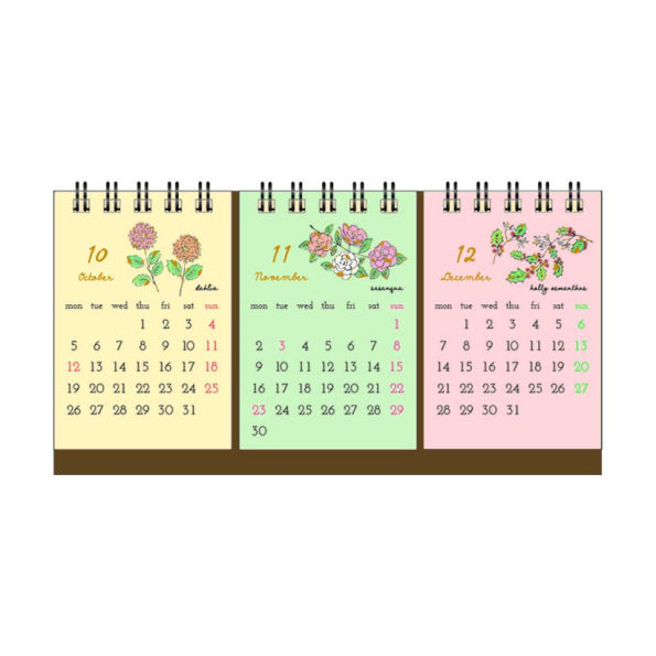 2026 3Month Desktop Calendar Flower