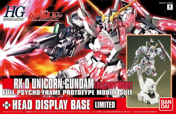 Unicorn Gundam (Destroy Mode) + Unicorn Head Stand, High Grade