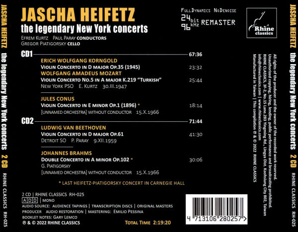 Jascha Heifetz: The Legendary New York Concerts