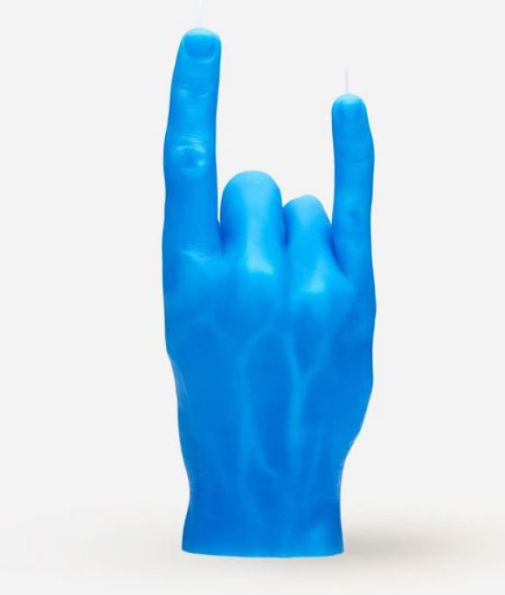 You Rock Candle Hand Dusky Blue