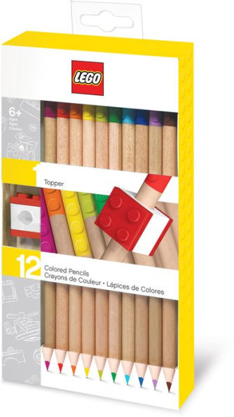 LEGO ICONIC COLORED PENCIL WITH TOPPER - 12 PACK