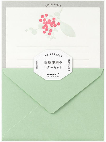 Letterpress Writing Set Bouquet Red