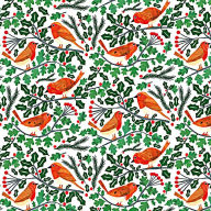 Title: Red Birds On Holly Branches Flat Wrap