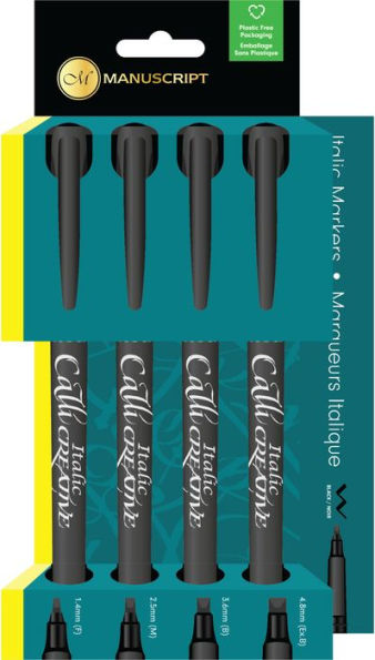 Manuscript Callicreative Italic Markers - pack of 4 - Black - Fine/Medium/Broad/Extra Broad