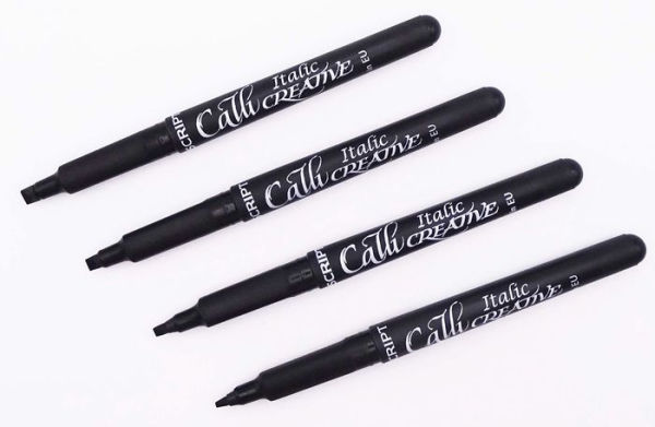 Manuscript Callicreative Italic Markers - pack of 4 - Black - Fine/Medium/Broad/Extra Broad