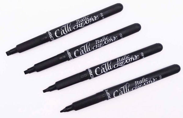 Manuscript Callicreative Italic Markers - pack of 4 - Black - Fine/Medium/Broad/Extra Broad