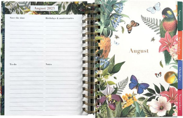 Botanical Diary 2024 | 17 Months Diary Week To View | August 2023 -  December 2024 | Mid Year Diary 2023-2024 With Stickers | Cute Stationery 