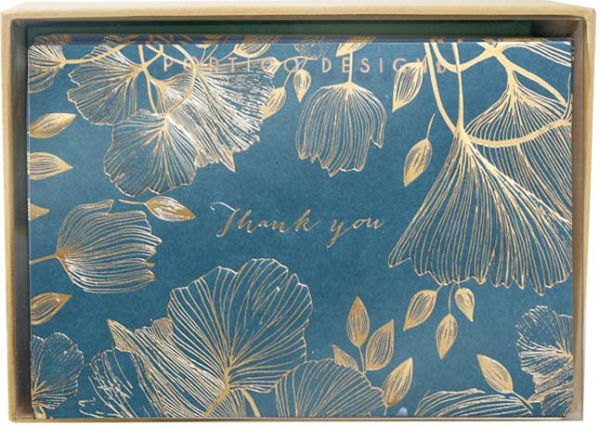 Thank You Boxed Notecards Gold Summer Leaves