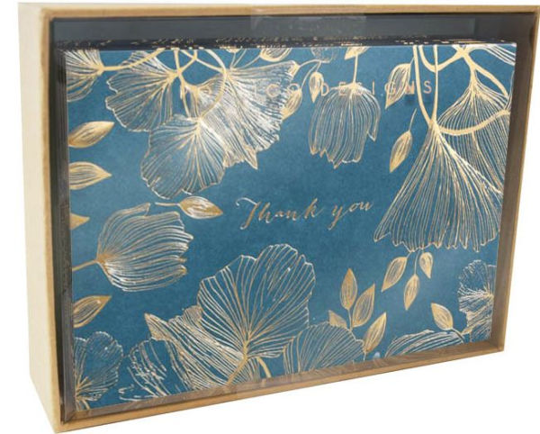 Thank You Boxed Notecards Gold Summer Leaves