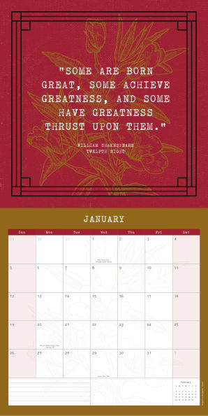 2025 Literary Quotes SQ Calendar