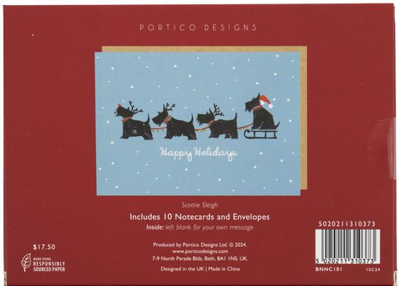 Scottie Sleigh Boxed Notecards