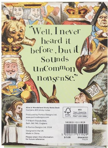 Alice in Wonderland Sticky Notes Book