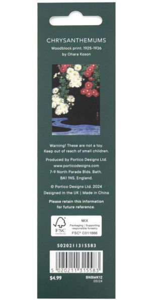 Ohara Koson: Chrysanthemums and Running Water Set of 3 Magnetic Bookmarks
