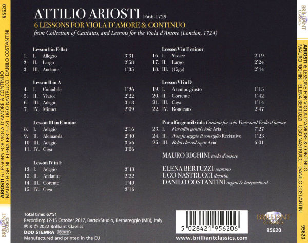 Ariosti: 6 Lessons for Viola d'Amore & Continuo