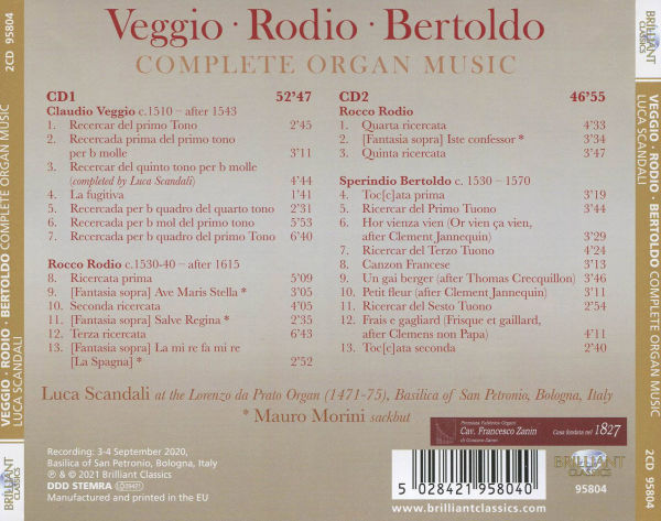 Veggio, Rodio, Bertoldo: Complete Organ Music