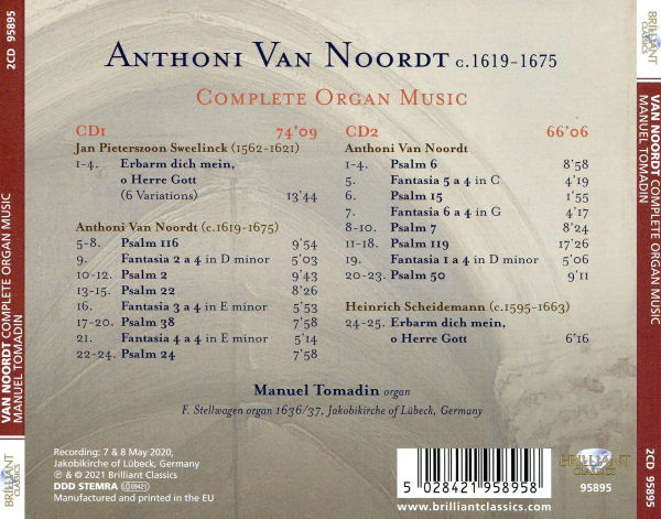 Anthoni Van Noordt: Complete Organ Music
