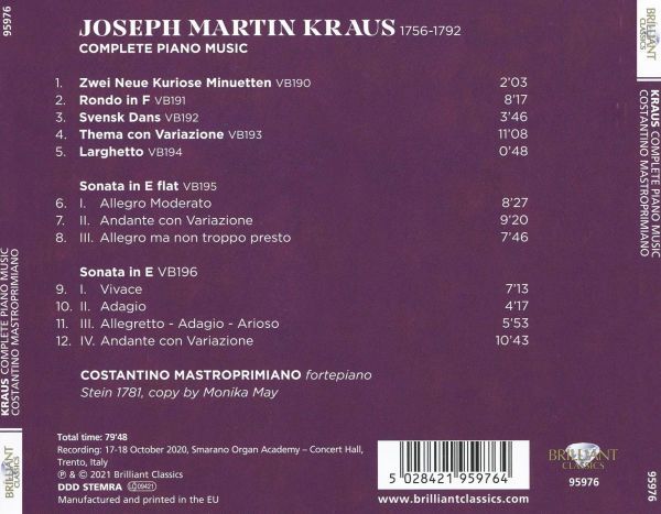 Joseph Martin Kraus: Complete Piano Music
