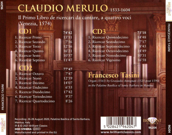 Merulo: Il Primo Libro de ricercari da cantare a quattro voci