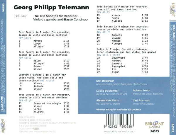 Telemann: The Trio Sonatas for Recorder and Viola da Gamba