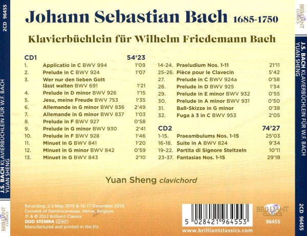 J.S. Bach: Klavierb¿¿chlein f¿¿r Wilhelm Friedemann Bach