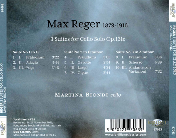 Reger: 3 Suites for Cello Solo