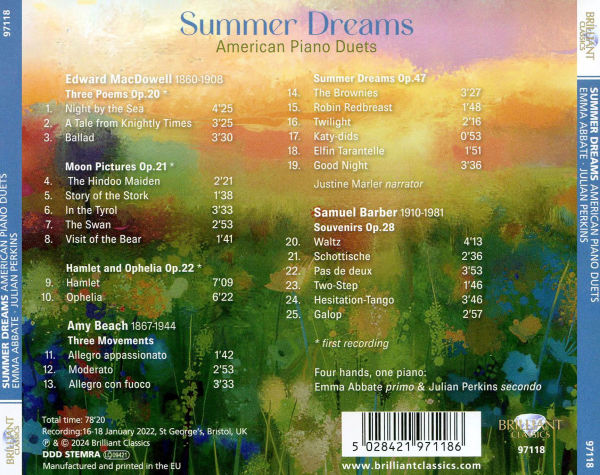 Summer Dreams: American Piano Duets