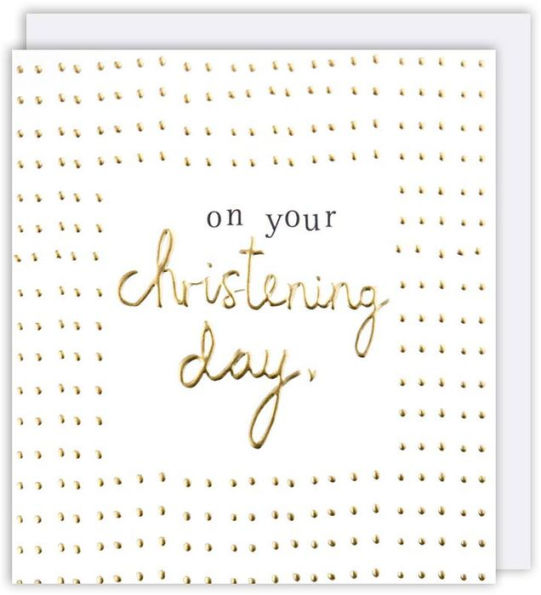 Gold Dots Christening Greeting Card