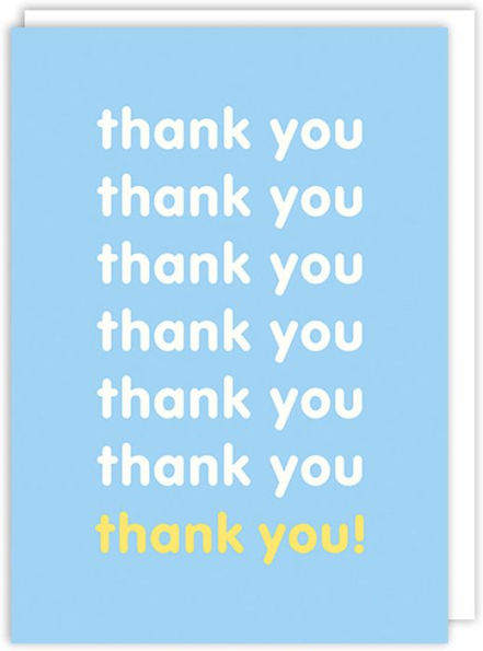 White & Yellow Text On Blue Thank You Greeting Card