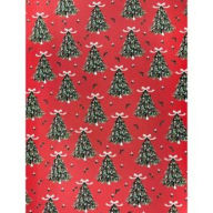 Title: Christmas Trees on Red Flat Wrap