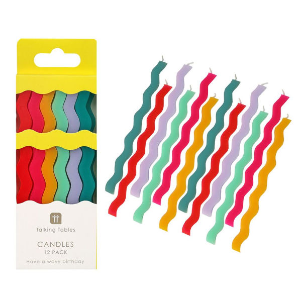 Rainbow Wavy Tall Candles S/12