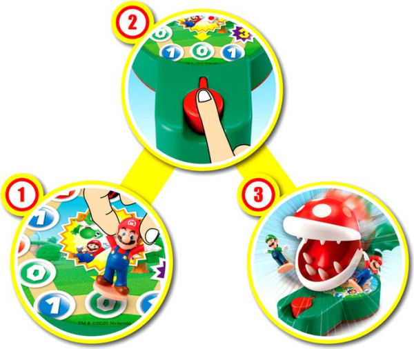 Super Mario Piranha Plant Escape! Tabletop Skill and Action Game with Collectible Super Mario Action Figures