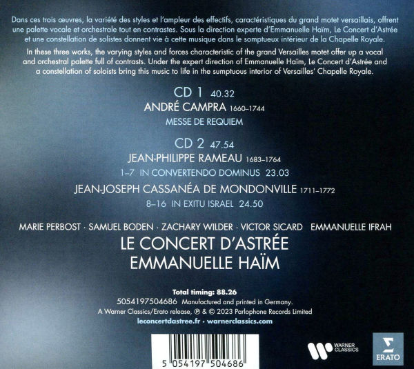 Campra: Messe De Requiem; Mondonville: In Exitu Israël; Rameau: In Convertendo Dominus