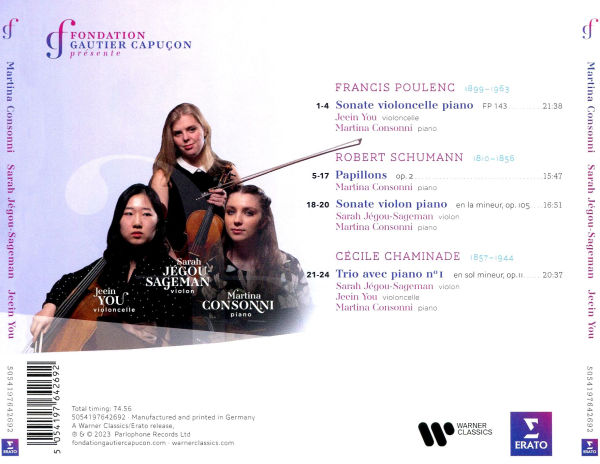 Poulenc: Sonate pour violoncelle et piano; Schumann: Papillons; Sonate No. 1 pour violon et piano; Chaminade: Trio No. 1 avec piano