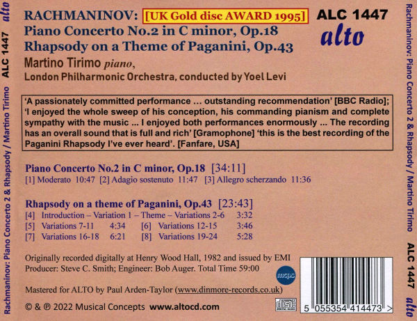 Rachmaninov: Piano Concerto No. 2; Rhapsody on a Theme of Paganini