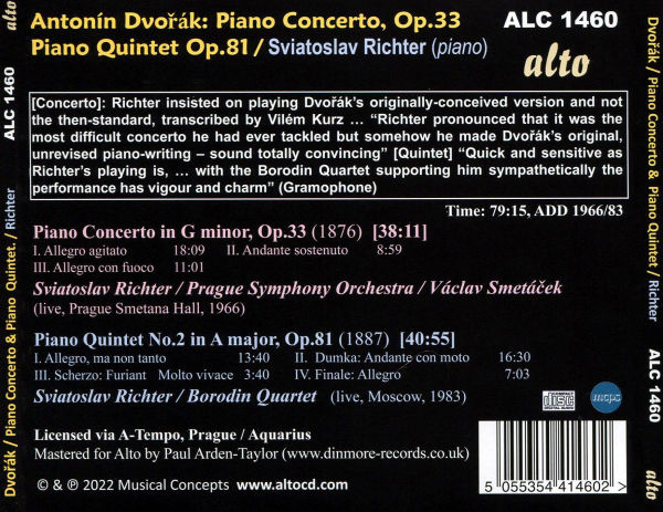 Dvor¿¿k Piano Concerto: Piano Quintet Op. 81